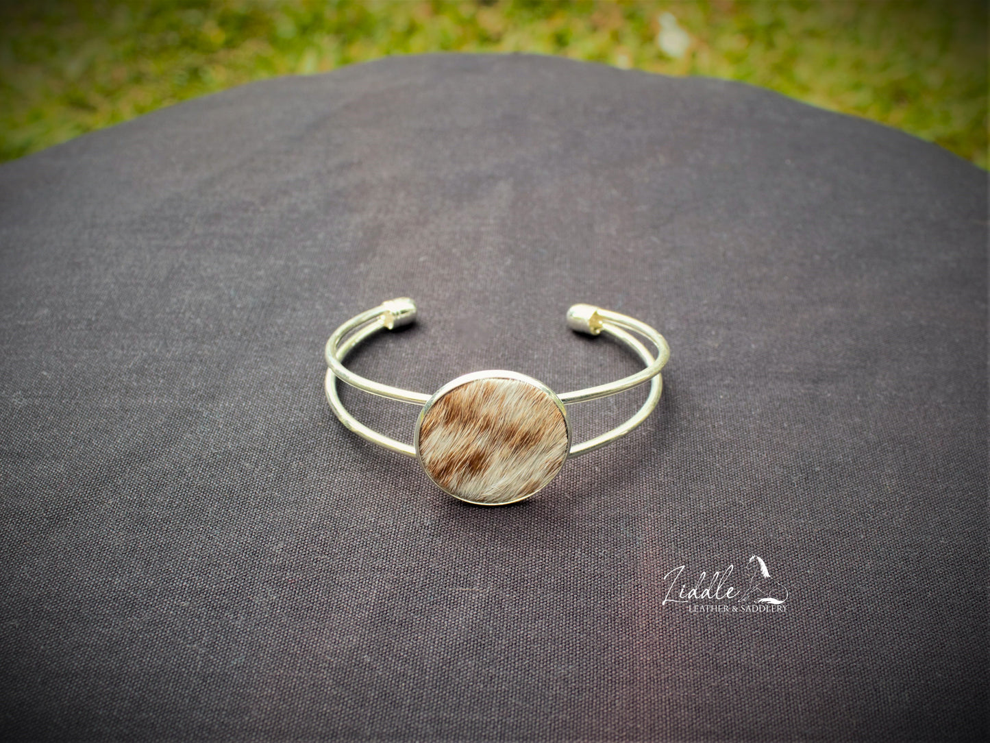 Cowhide Bangle Tan and White
