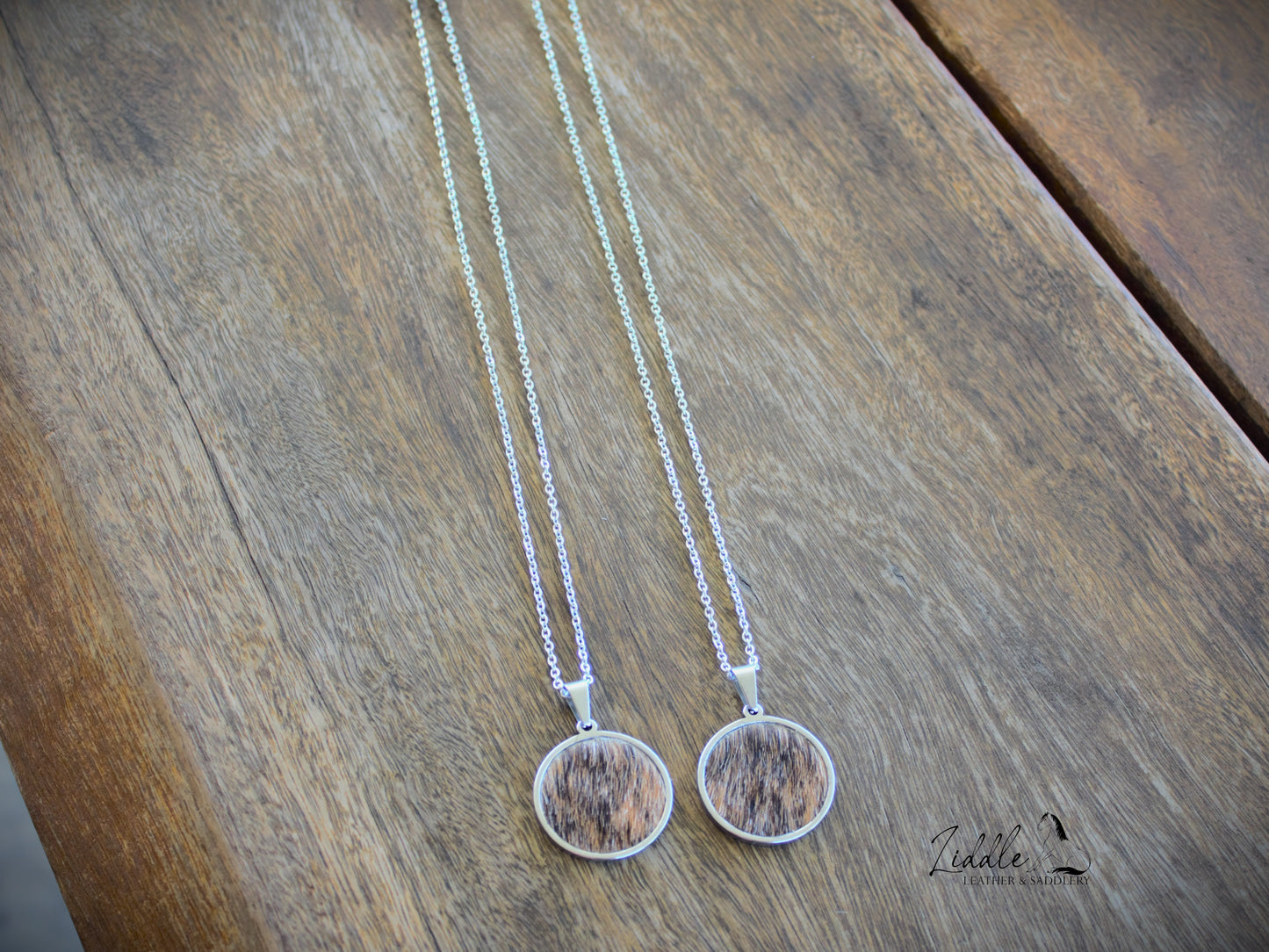 Cowhide Pendant Necklace Brindle