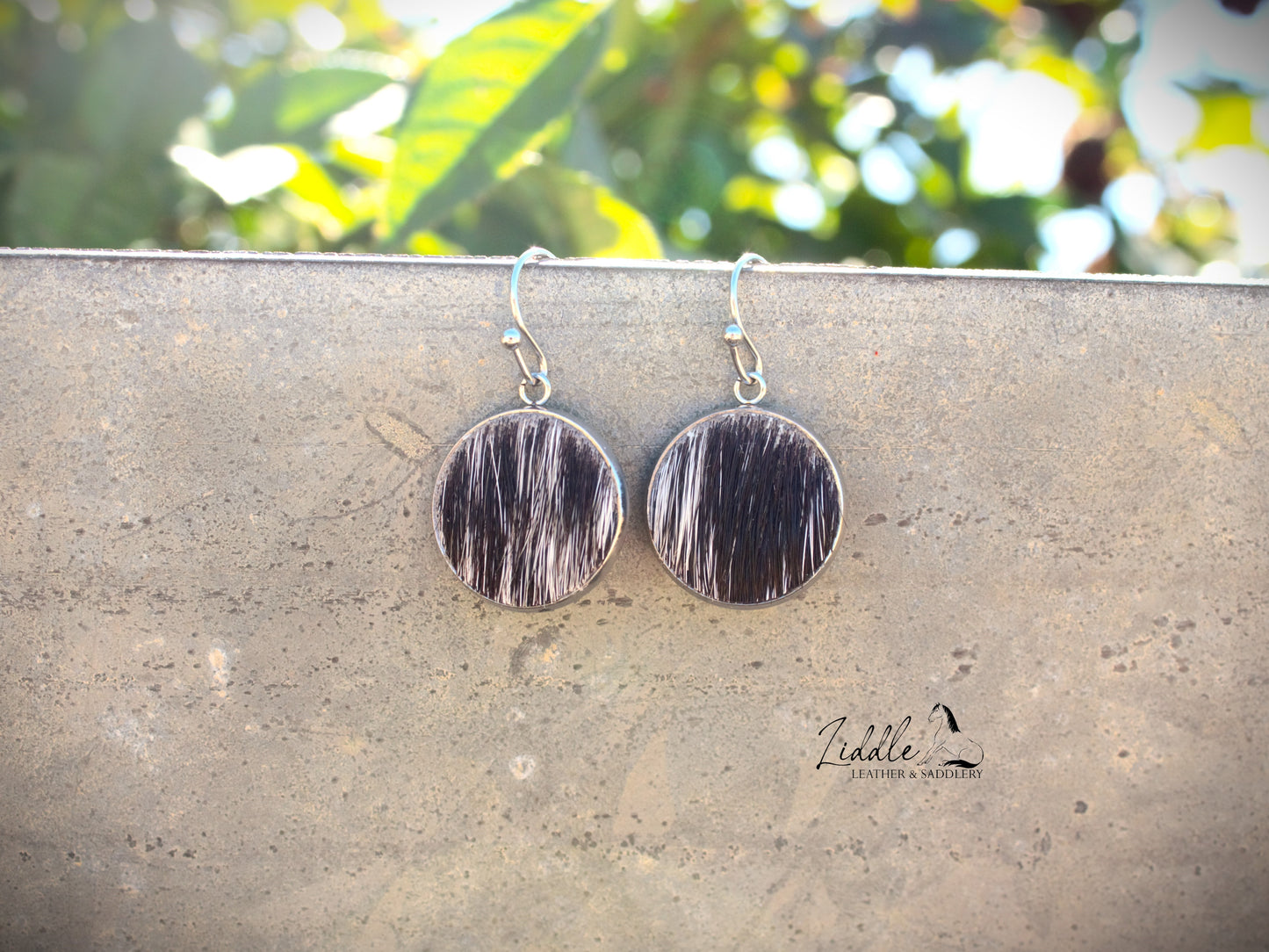 Cowhide Dangle Earring Black & white fleck