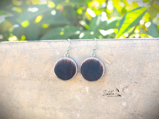 Cowhide Dangle Earring Deep Brown