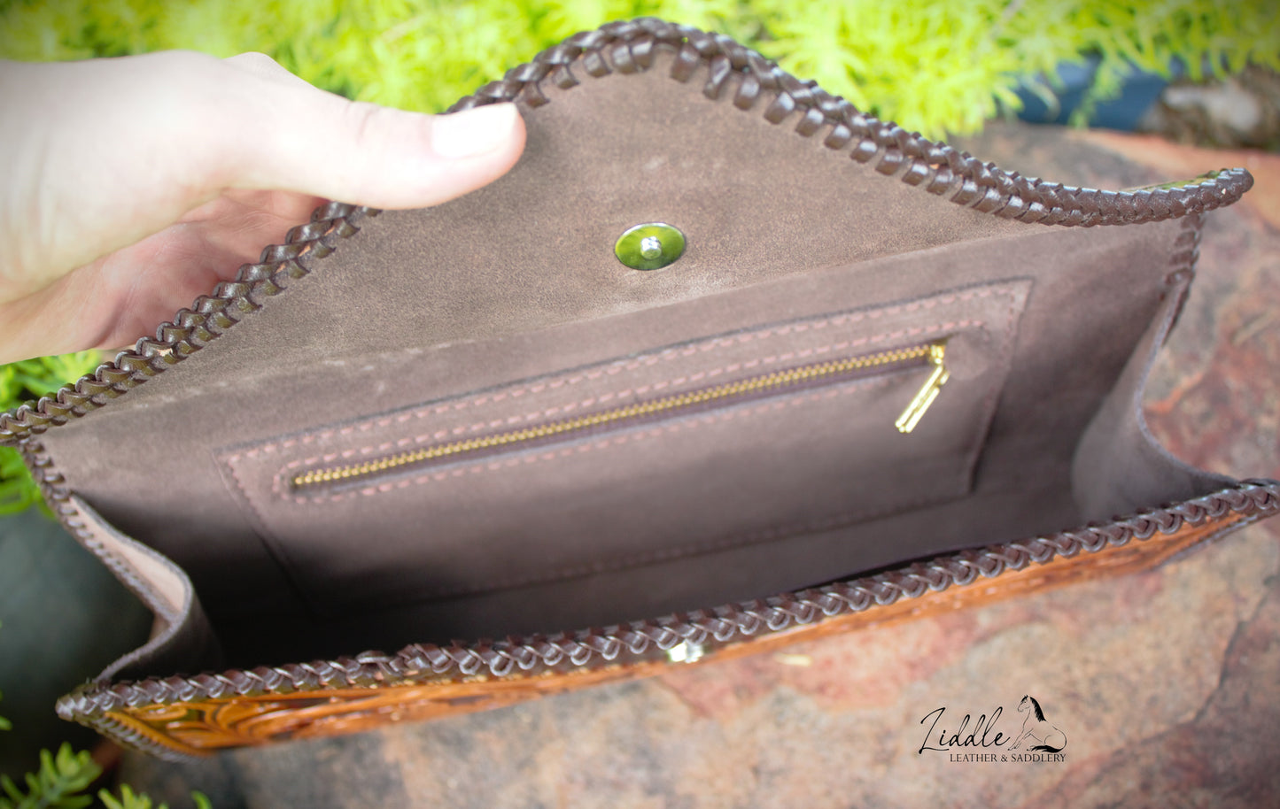 Tooled Flower Laced Clutch