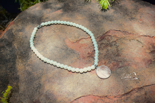 Cowhide Pearl Necklace Brown and White