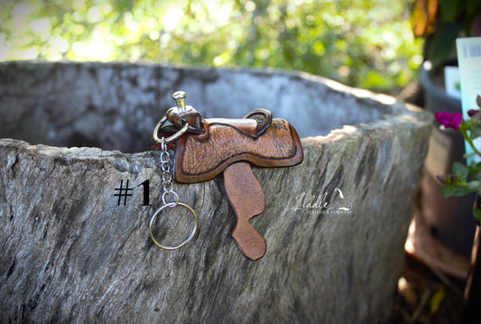 Leather Western Saddle Keyrings