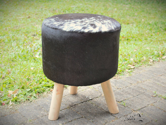 Cowhide Stool Black & White