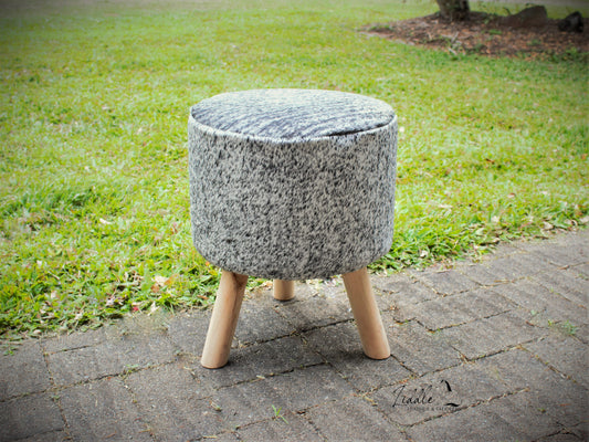 Cowhide Stool White & Black pattern