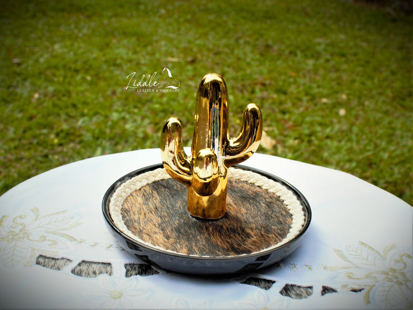 Cowhide and Cactus Jewellery holder