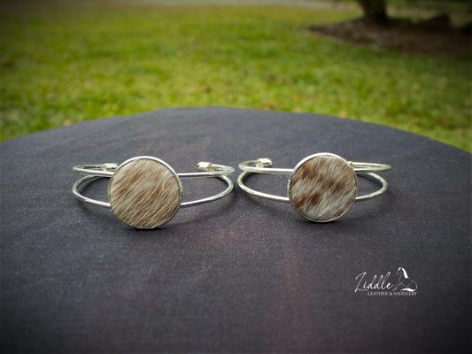 Cowhide Bangle Tan and White