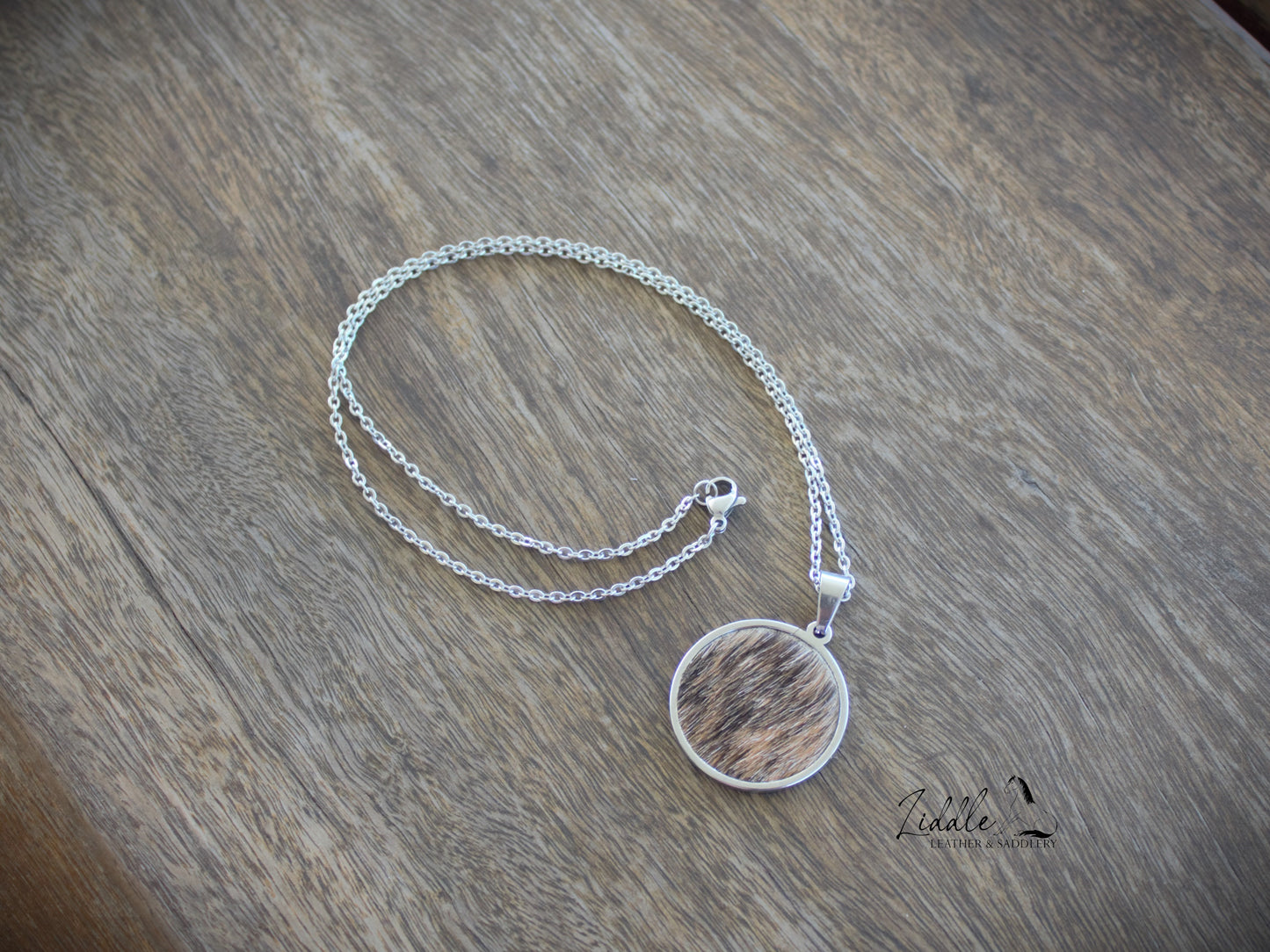 Cowhide Pendant Necklace Brindle