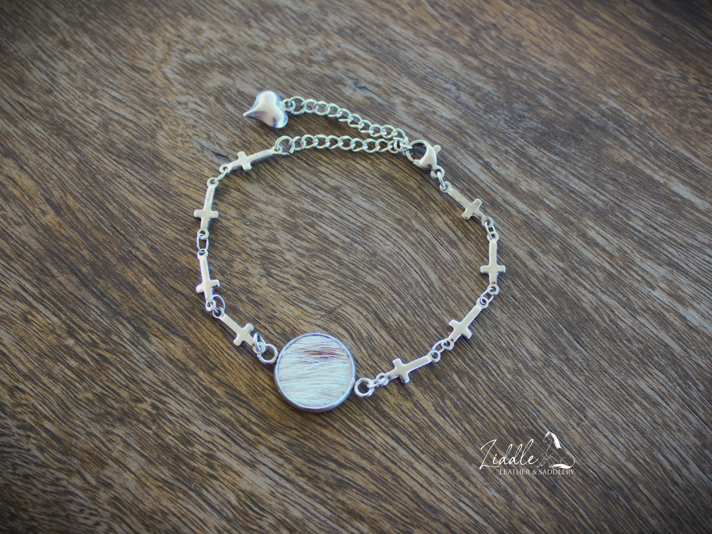 Cowhide Bracelet Tan and White