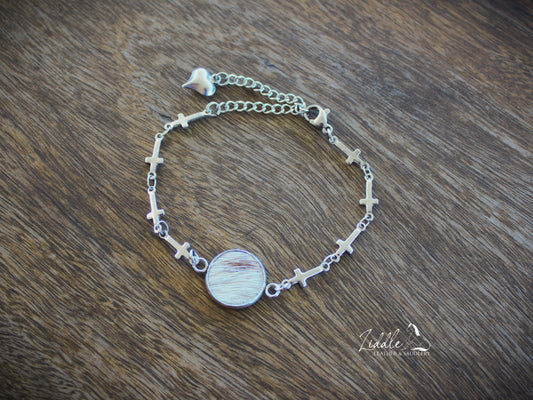 Cowhide Bracelet Tan and White
