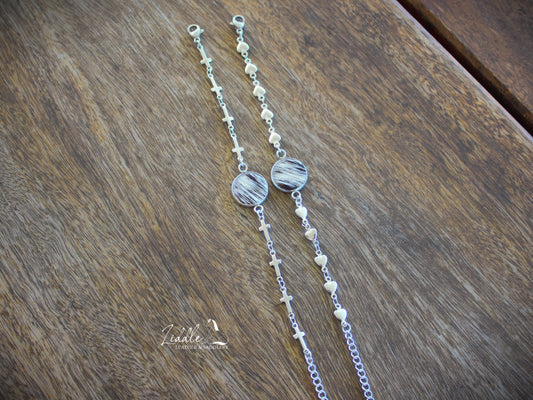 Cowhide Bracelet Black and White Fleck