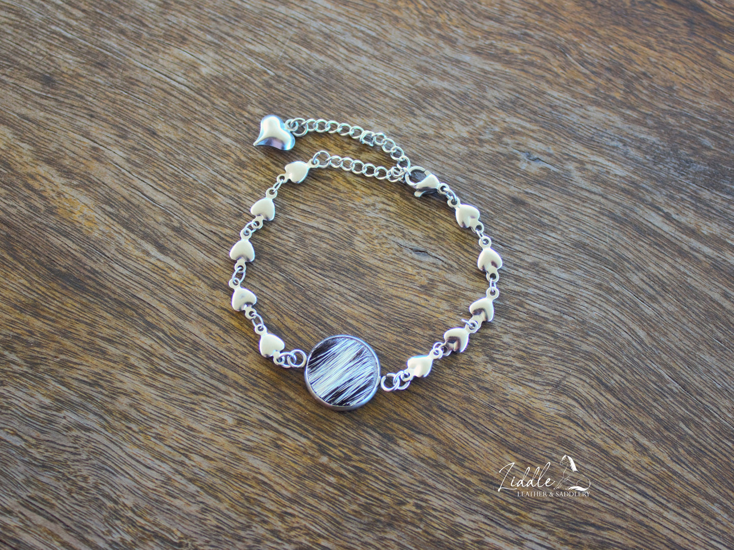 Cowhide Bracelet Black and White Fleck