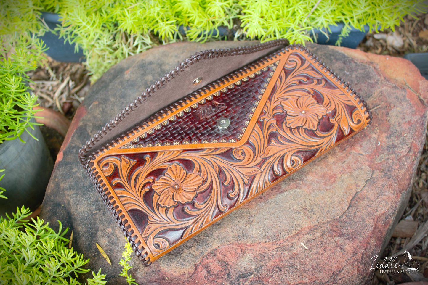 Tooled Flower Laced Clutch