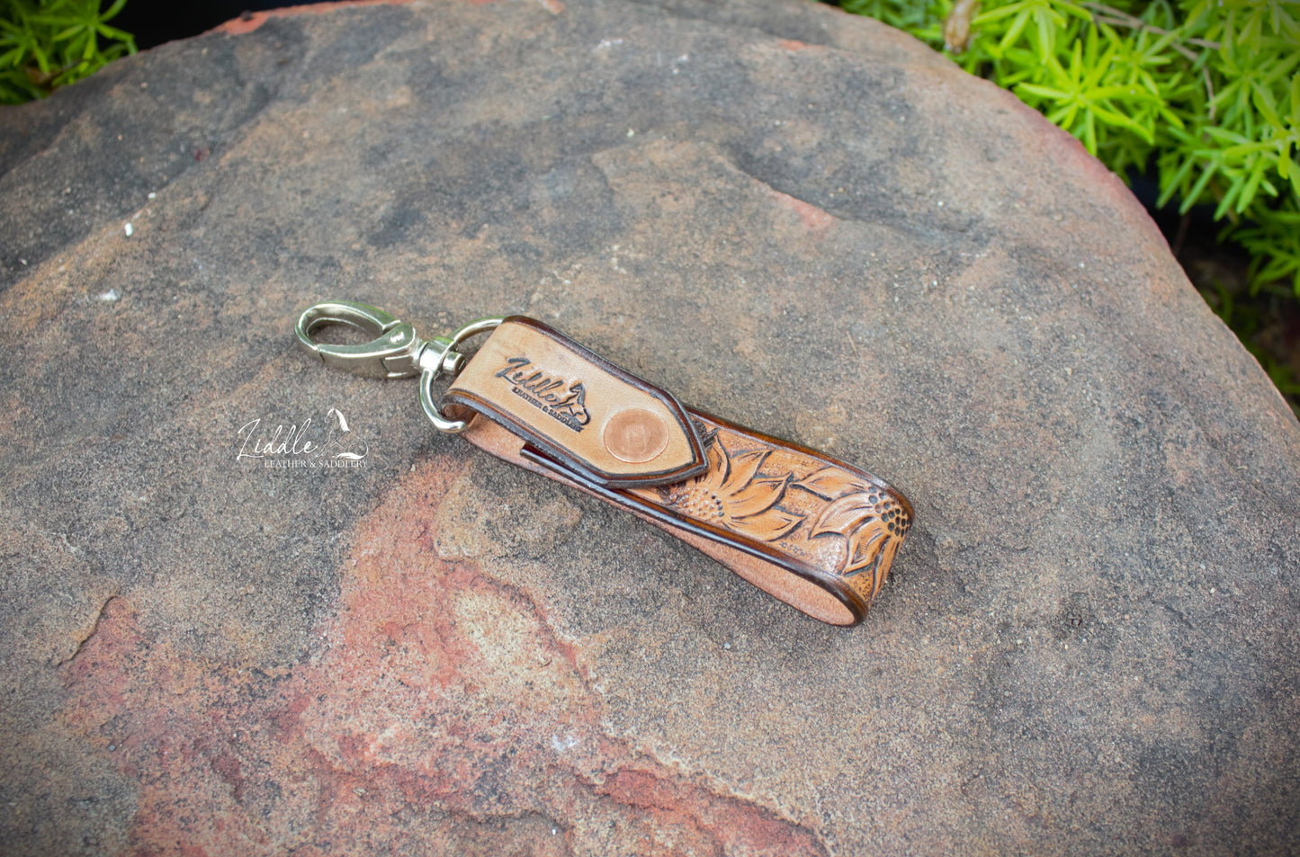 Leather Sunflower Keyring strap